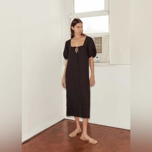 Deiji Studios Curved Seam Midi Dress in Black M/L